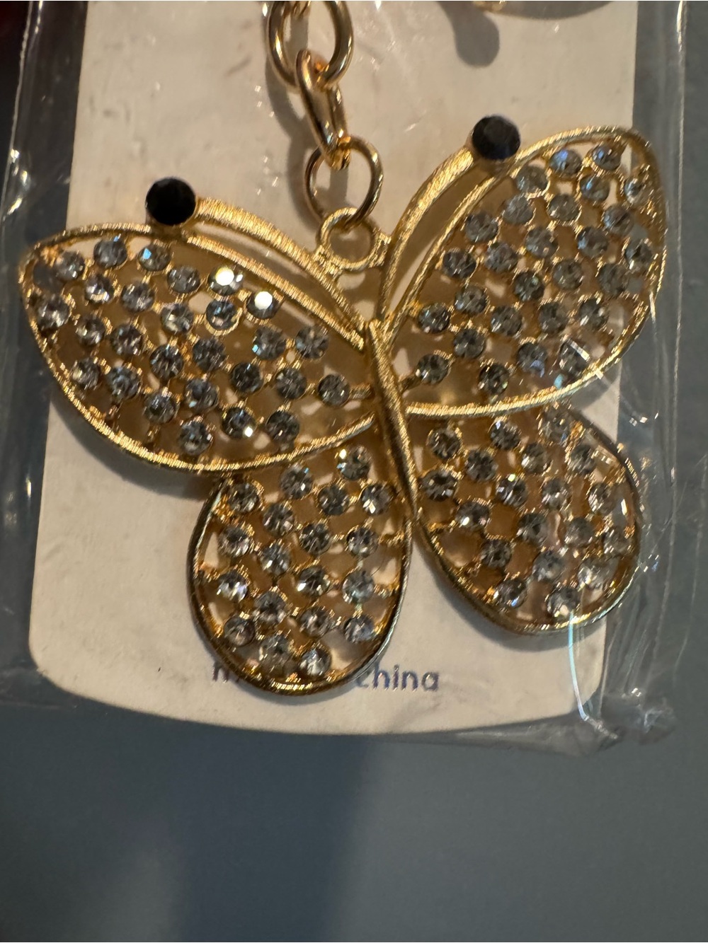 Butterfly Gold Tone Keychain or Bag Charm - Picture 2 of 2